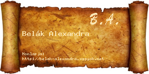 Belák Alexandra névjegykártya